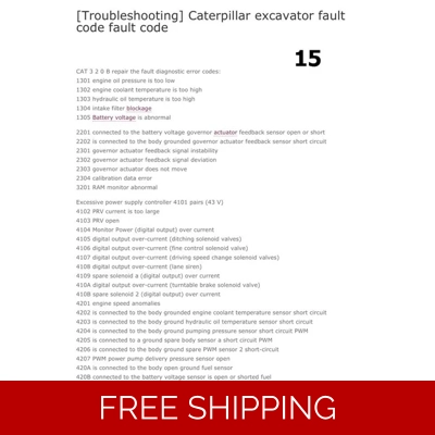 15 CATERPILLAR 320D EXCAVATOR FAULT CODE FAULT CODE LIST